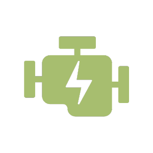 Icon of a green electrical generator symbolizing eco-friendly power generation for SEO-oriented content